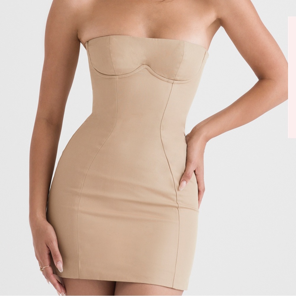 House of CB Strapless Tan Dress